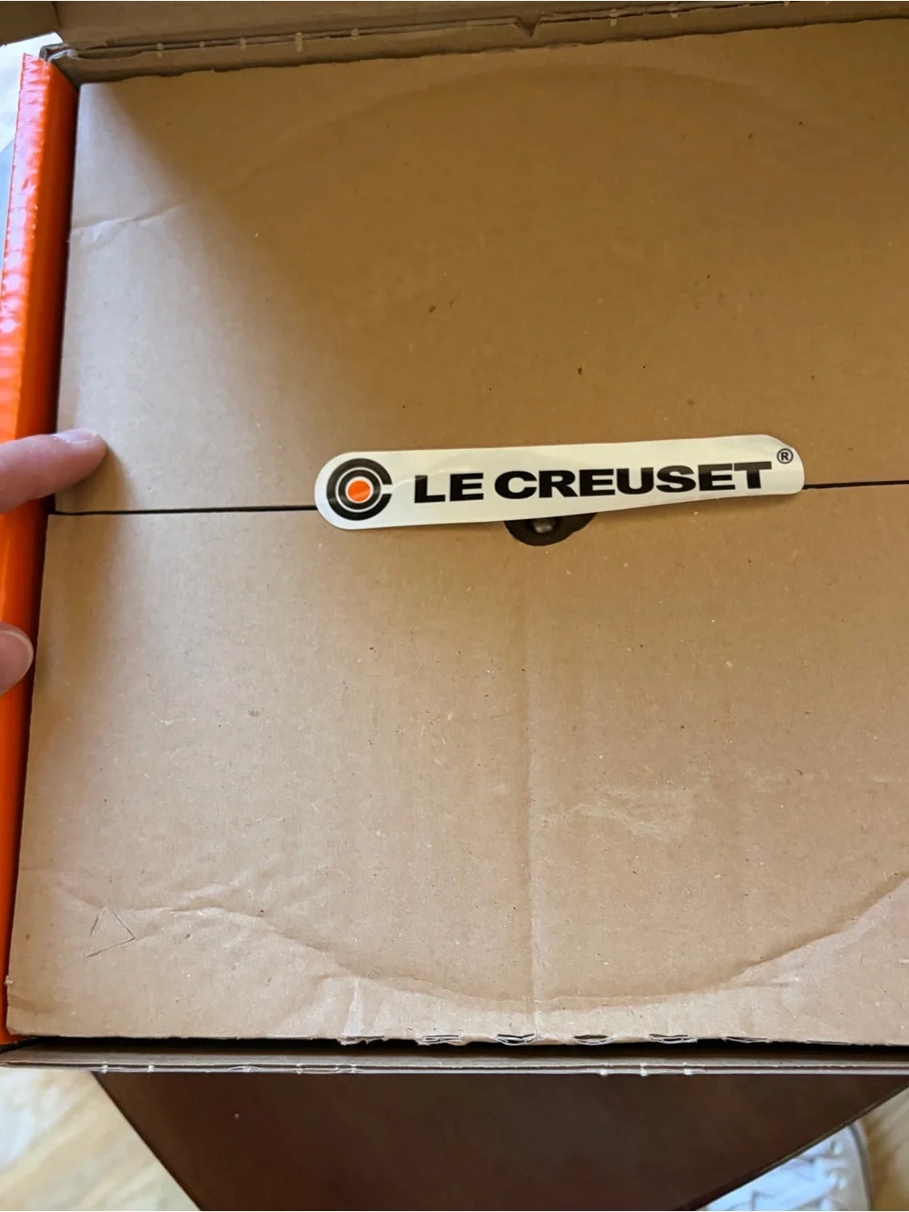 Le Creuset Blue Enameled Lid with Red Rose Accents and Gold Knob
